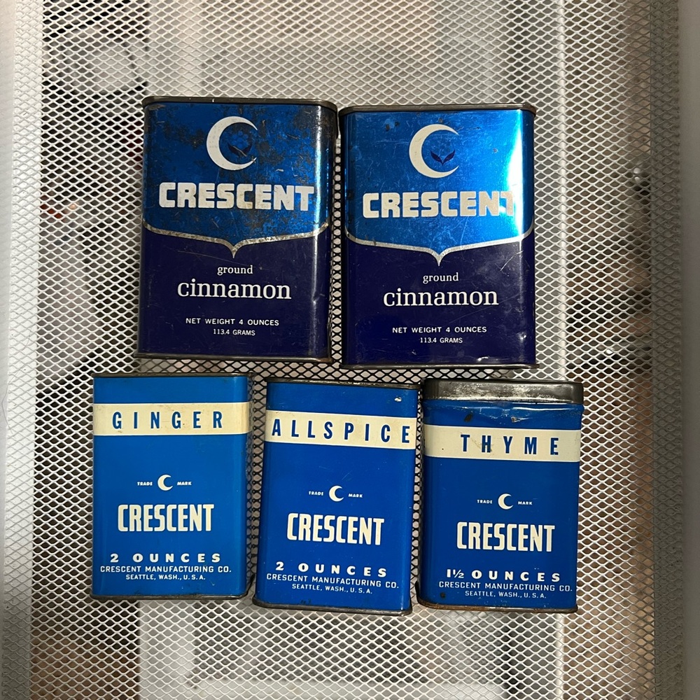 Vintage Crescent Spice Tins bundle